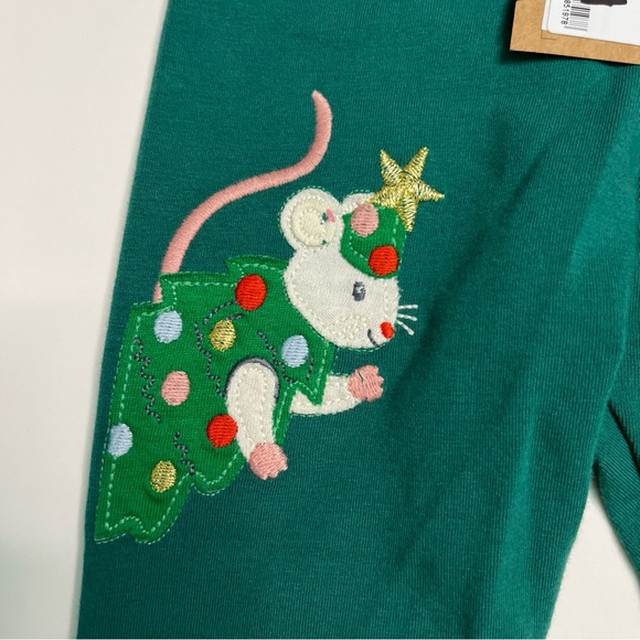 Mini Boden Appliqué Festive Green Mouse Rabbit Guinea Pig Leggings NWT - Picture 5 of 7